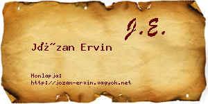 Józan Ervin névjegykártya